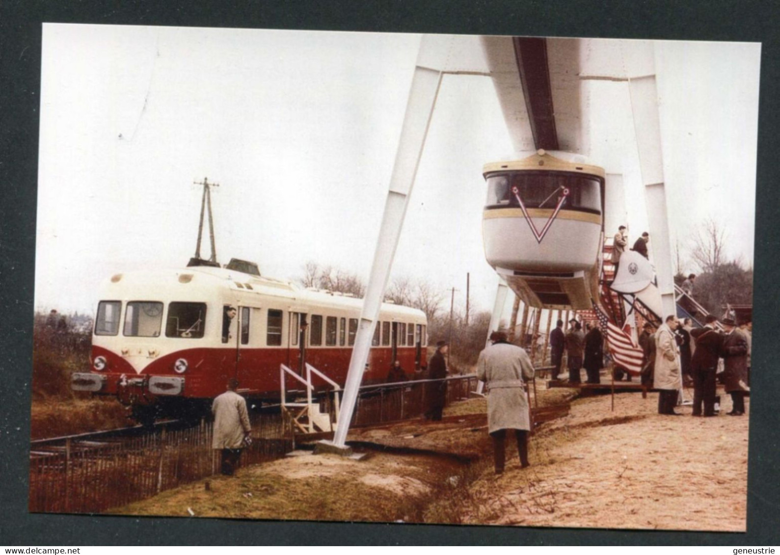 Lot De 2 Cartes-photo Moderne "Prototype Du Métro Suspendu SAFEGE à Châteauneuf-sur-Loire 1960 - Train SNCF" - Métro