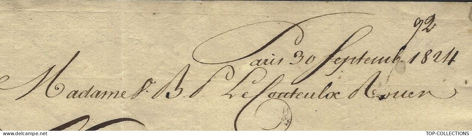 1824   LETTRE BANQUE FINANCE NEGOCE Par Mallet Frères Banque Paris Pour Veuve Lecouteulx à Rouen V.SCANS+HISTORIQUE - 1800 – 1899