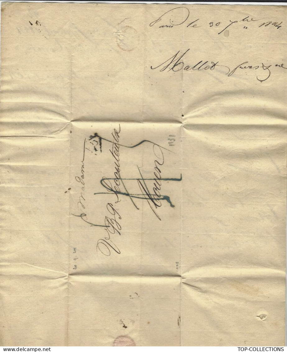 1824   LETTRE BANQUE FINANCE NEGOCE Par Mallet Frères Banque Paris Pour Veuve Lecouteulx à Rouen V.SCANS+HISTORIQUE - 1800 – 1899