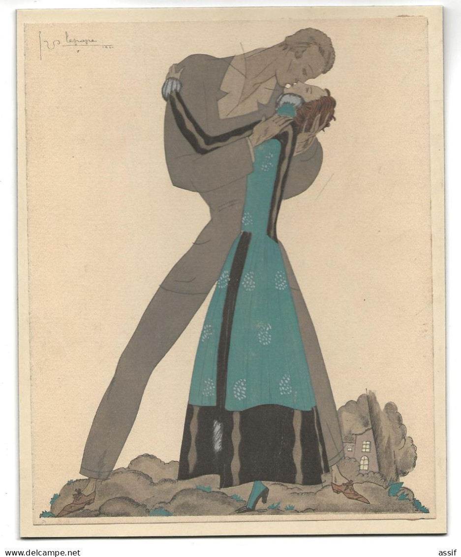" Le Bon Ton " Gravure Réhaussée  Georges Lepape 1921    18,2 X 14,7 Cms - Kunst