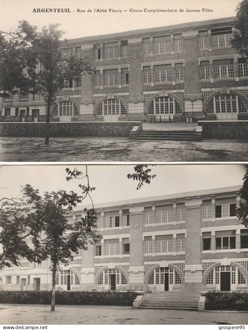 ARGENTEUIL RUE DE L'ABBE FLEURY COURS COMPLEMENTAIRE DE JEUNES FILLES 1945 + CARTE PHOTO RARE - Argenteuil