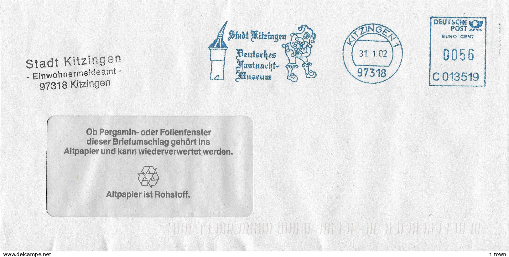 330  Muséum Du Carnaval Kitzingen: Ema D'Allemagne, 2002 - Carnival Museum Meter Stamp, Till Eulenspiegel "Owlglass" - Carnavales