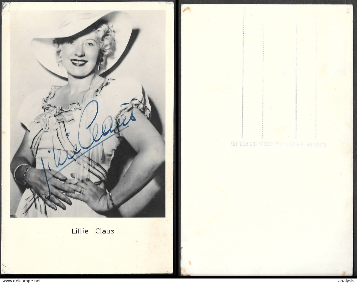 Austria Opera Singer Lillie Claus Photo W/ Signed Original Autograph. Vienna State Opera - Autógrafos