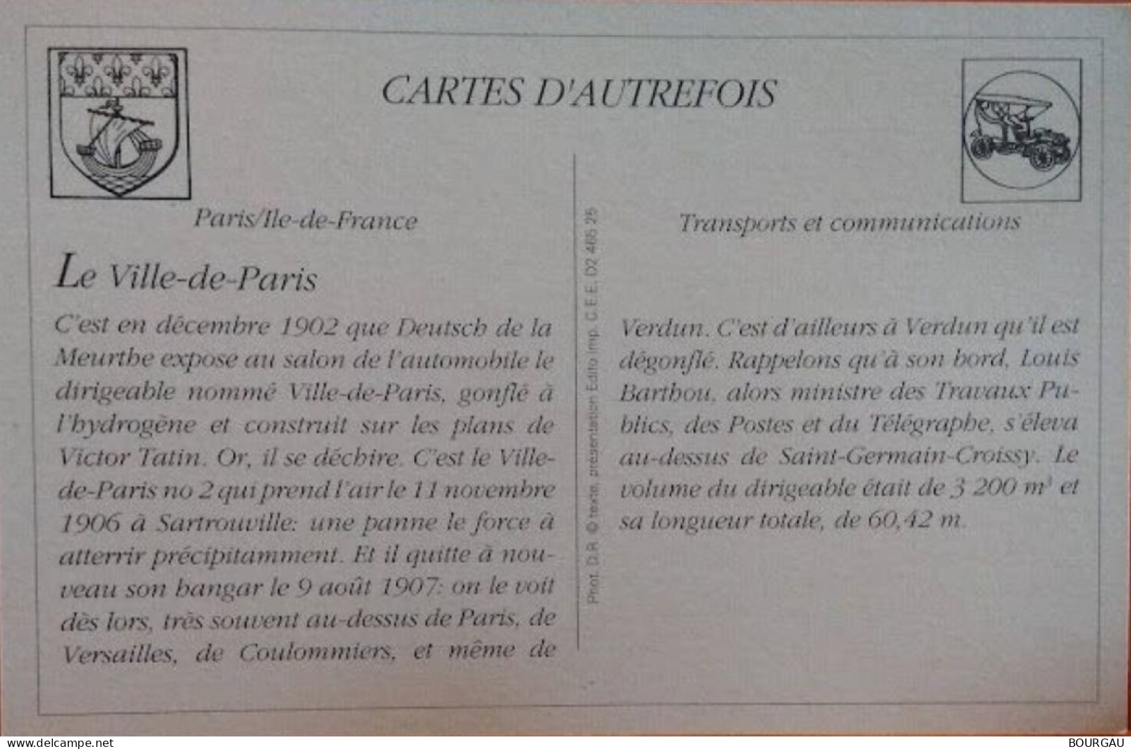 75 / Paris / Reproduction Carte Postale  Ancienne / Cartes D'autrefois / Le Dirigeable " Ville De Paris " - Flugwesen