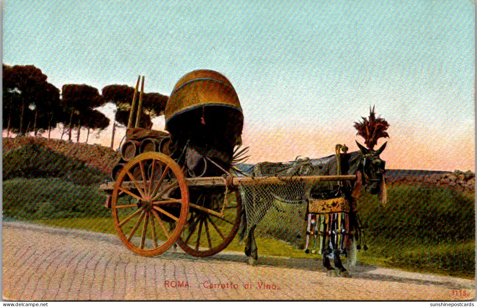 Italy Roma Rome Donkey Drawn Wine Cart - Transports