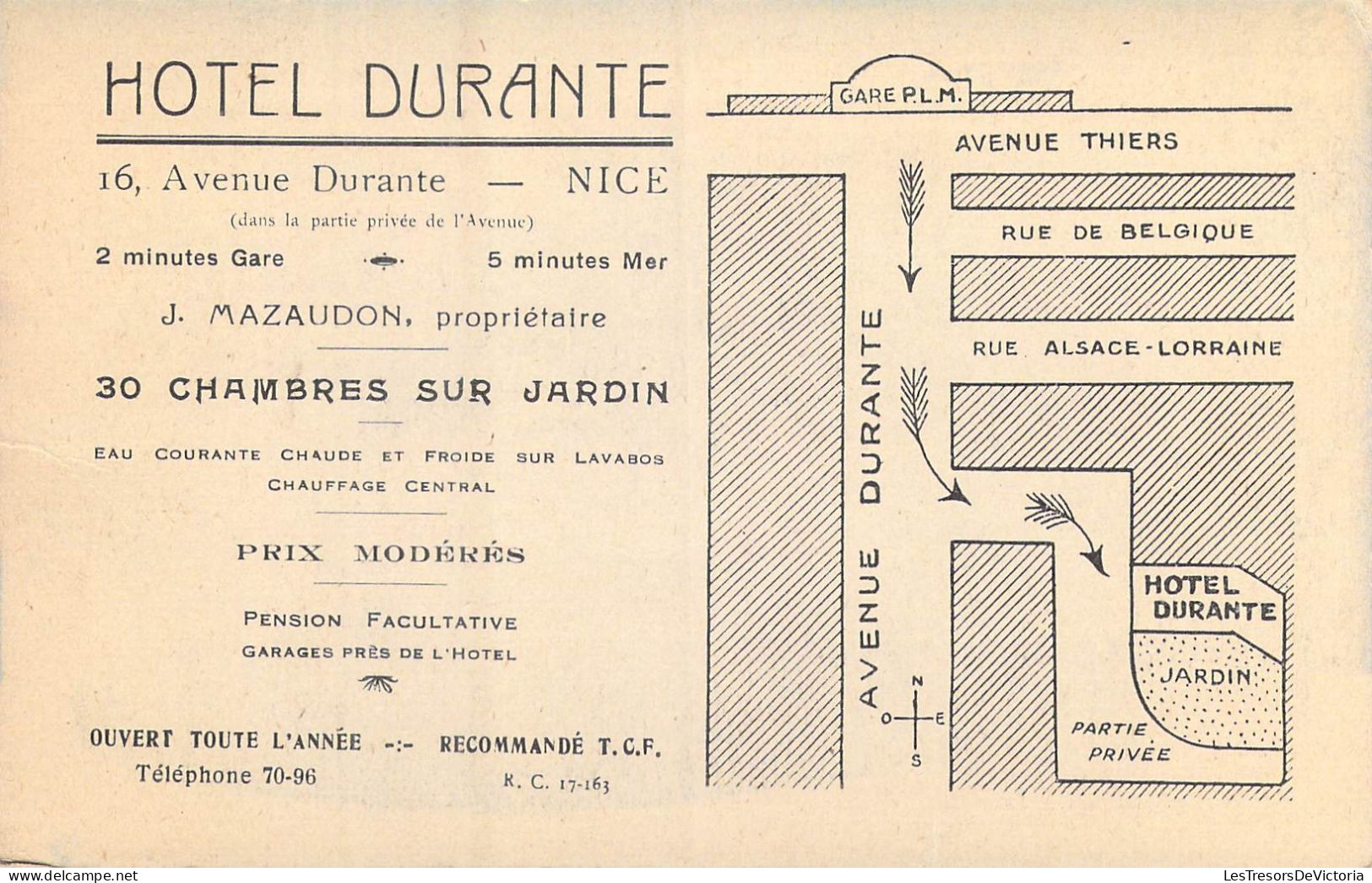 FRANCE - 06 - Nice - Hôtel Durante - 16 Avenue Durante - Carte Postale Ancienne - Cafés, Hotels, Restaurants