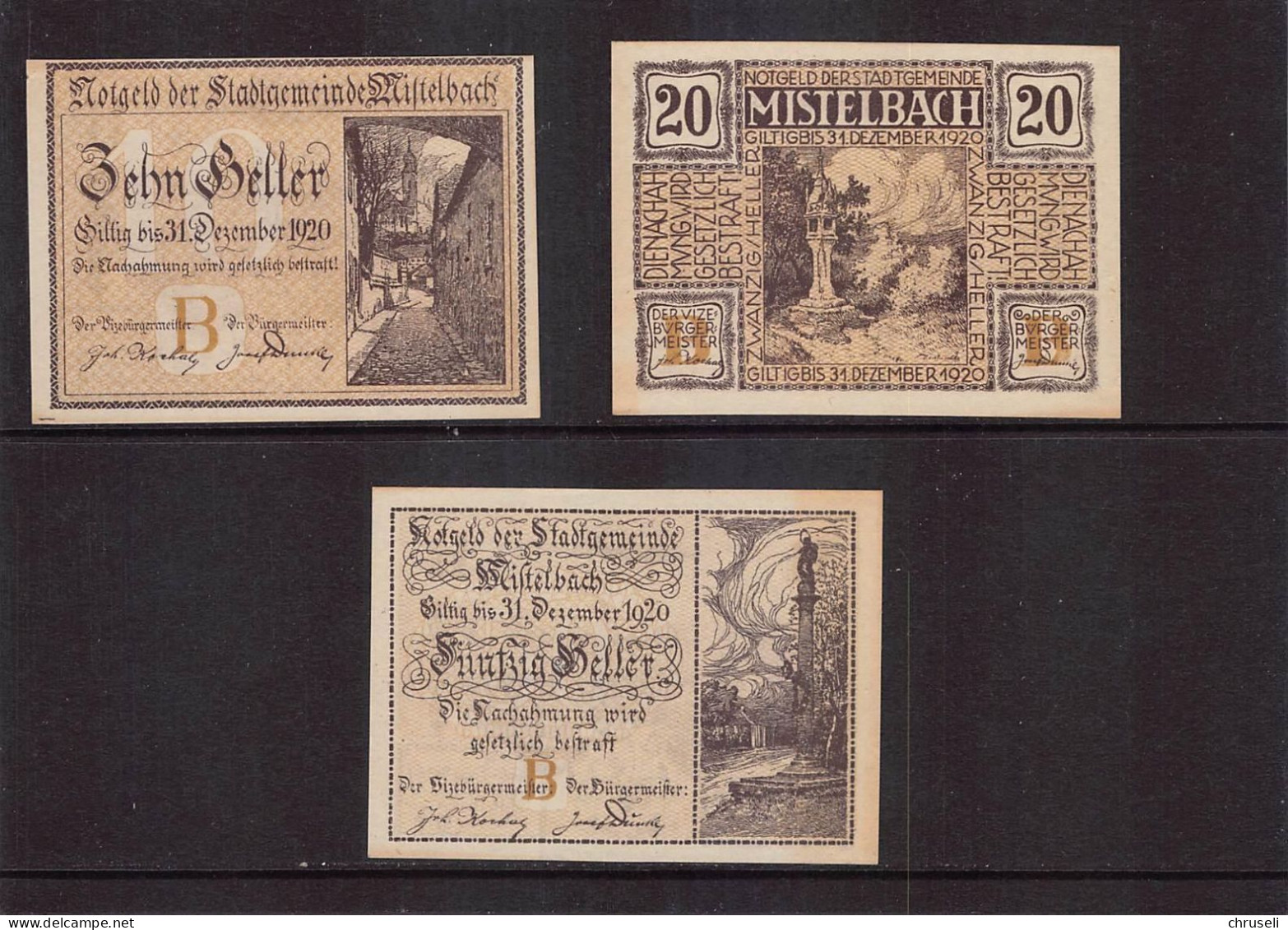 Mistelbach  Notgeld  Lot Serie A 3 Noten - Autriche