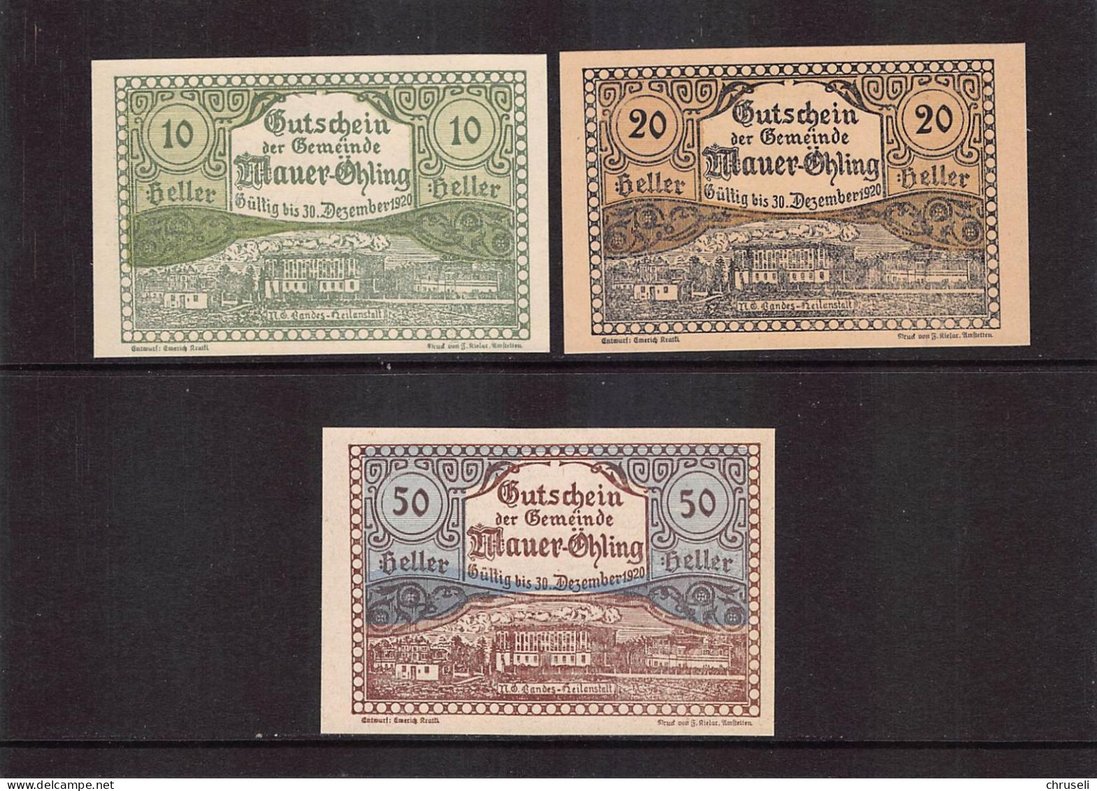 Mauer- Oehling  Notgeld  Lot Serie A 3 Noten - Autriche