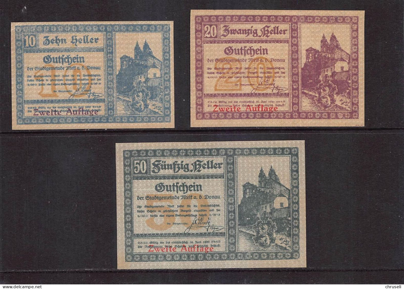 Melk  Notgeld  Lot Serie A 3 Noten - Autriche