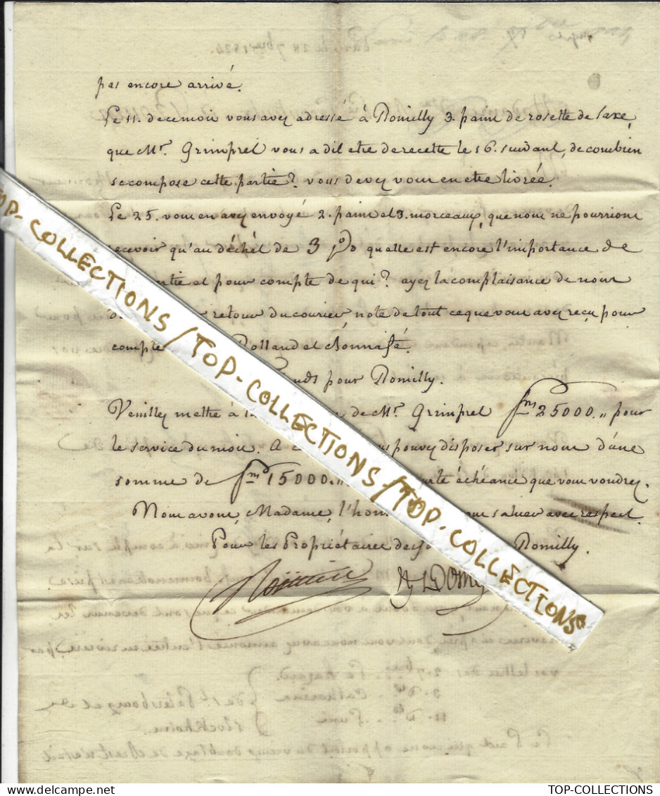 1824 LETTRE Paris FONDERIE DE ROMILLY MANUFACTURE  CUIVRE COMPTABILITE  => Lecouteulx Rouen NEGOCE FINANCE V.HISTORIQUE - 1800 – 1899