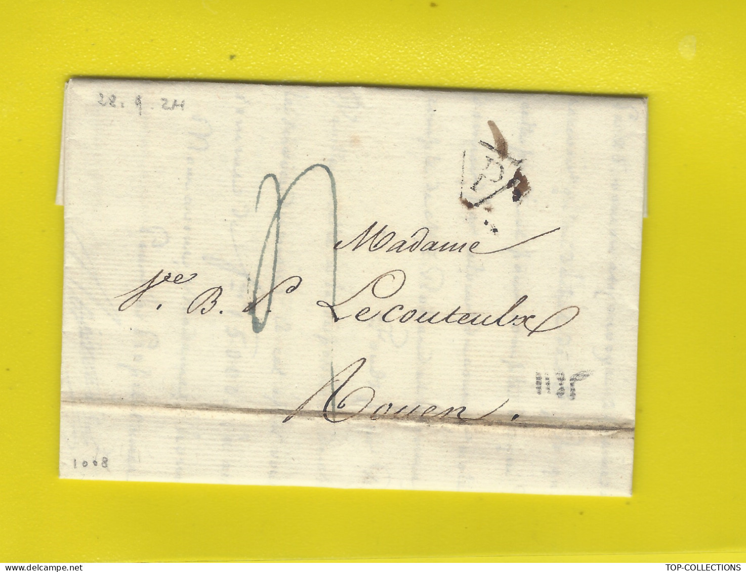 1824 LETTRE Paris FONDERIE DE ROMILLY MANUFACTURE  CUIVRE COMPTABILITE  => Lecouteulx Rouen NEGOCE FINANCE V.HISTORIQUE - 1800 – 1899