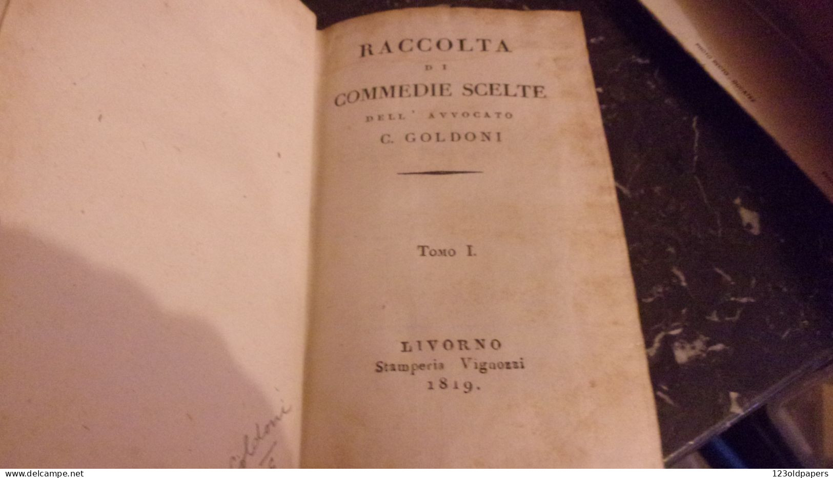 1819 OTTIMA RILEGATURA VELIN COMPLETA IN 4 VOLUMI GOLDONI COMMEDIE SCELTE LIVORNO STAMPERIA VIGNOZZI - Libri Antichi