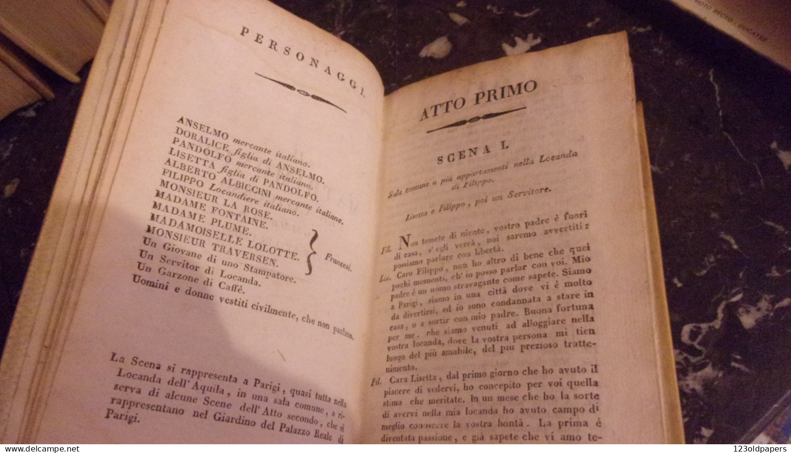 1819 OTTIMA RILEGATURA VELIN COMPLETA IN 4 VOLUMI GOLDONI COMMEDIE SCELTE LIVORNO STAMPERIA VIGNOZZI