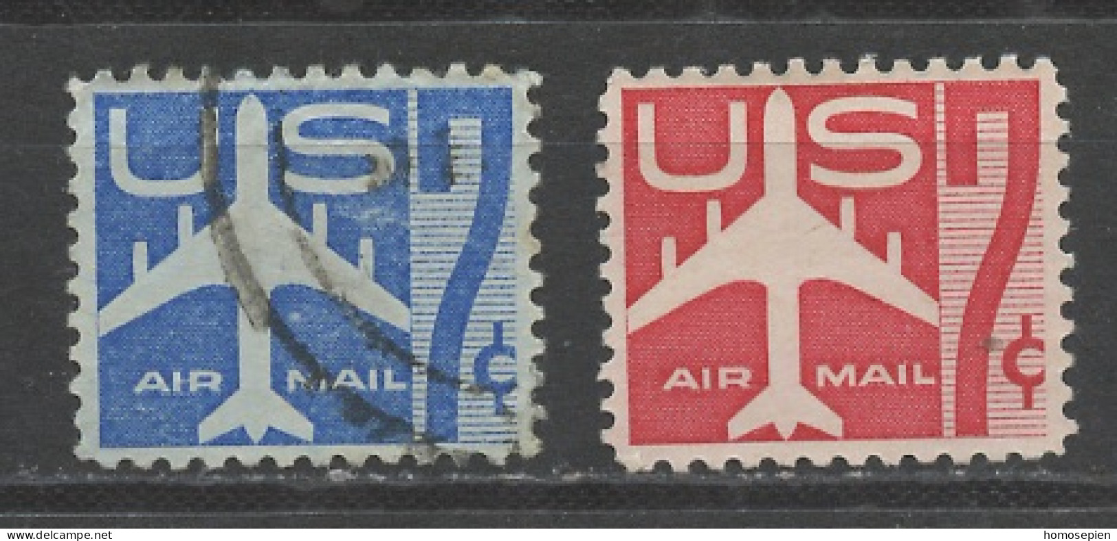 Etats Unis - Vereinigte Staaten - USA Poste Aérienne 1958-60 Y&T N°PA50 à 51 - Michel N°F732 à 733 (o) - Avion Stylisé - 2a. 1941-1960 Gebraucht