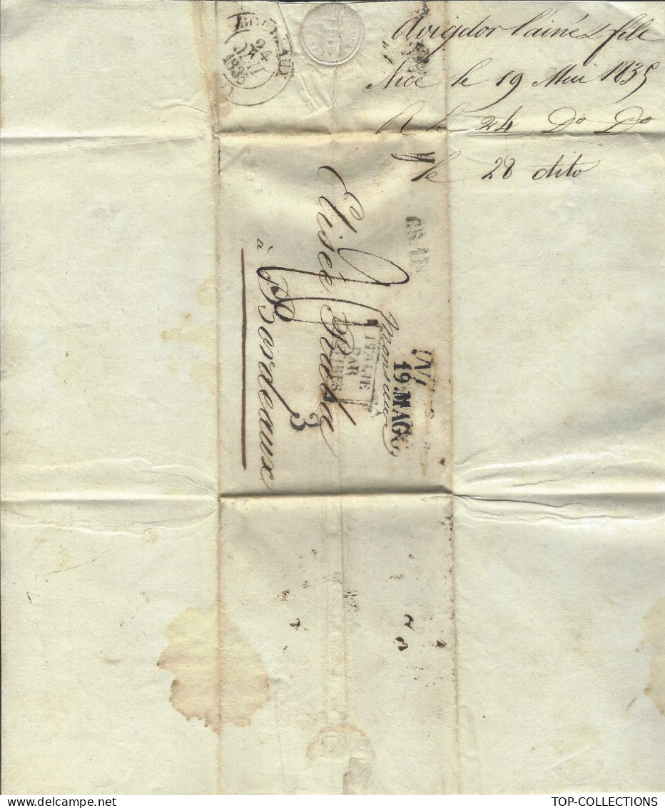 JUDAICA 1835 de Nice sign. Avigdor l’Ainé pour Elisée Raba Bordeaux BANQUE FINANCE NEGOCE VOIR SCANS+HISTORIQUE