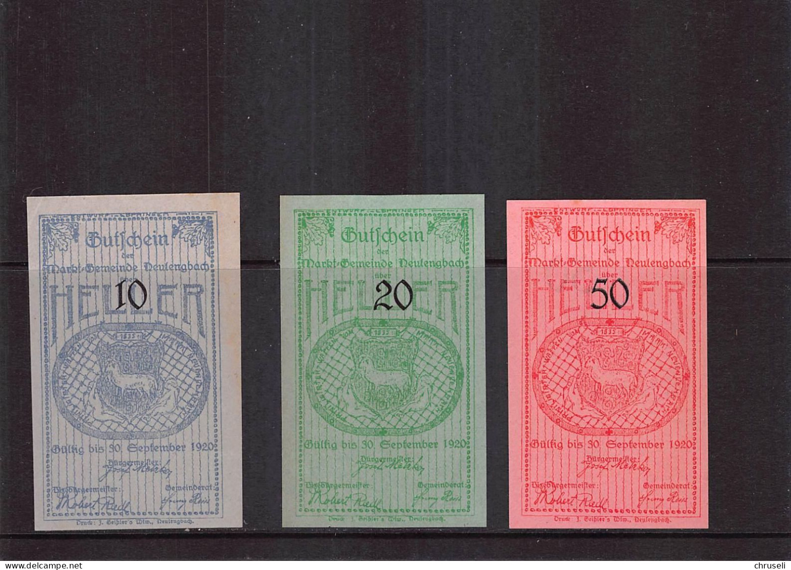 Neulengbach  Notgeld  Lot Serie A 3 Noten - Autriche