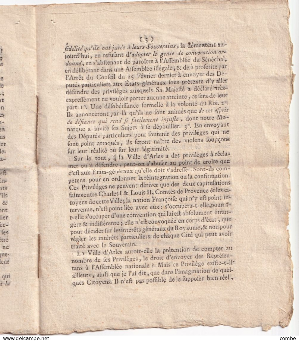 DIALOGUE ENTRE DEUX FRERES CITOYENS D'ARLES SUR LES SENTIMENTS D'UN CITOYEN D'ARLES / 2 - Manuscrits