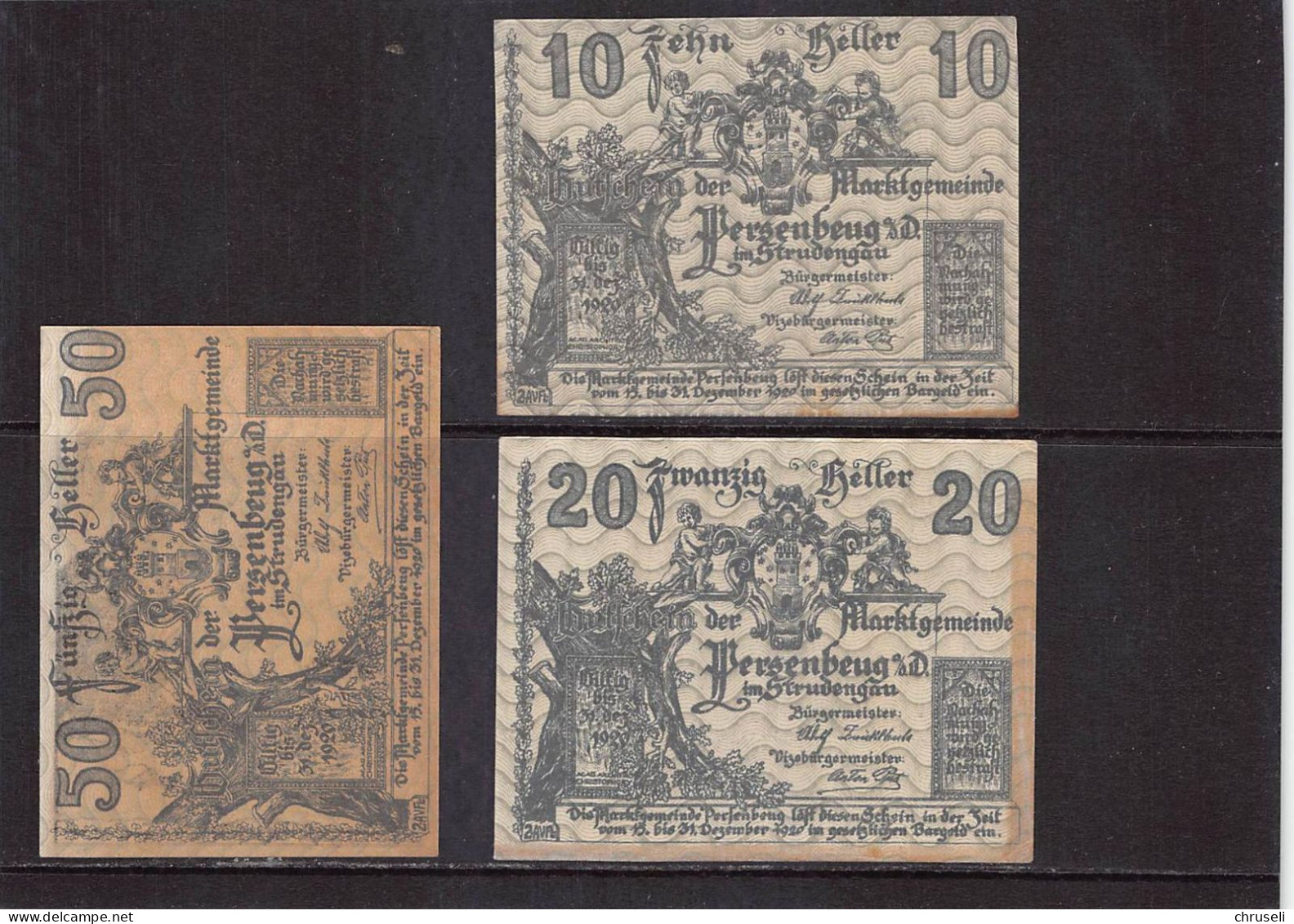 Persenbeug  Notgeld  Lot Serie A 3 Noten - Autriche