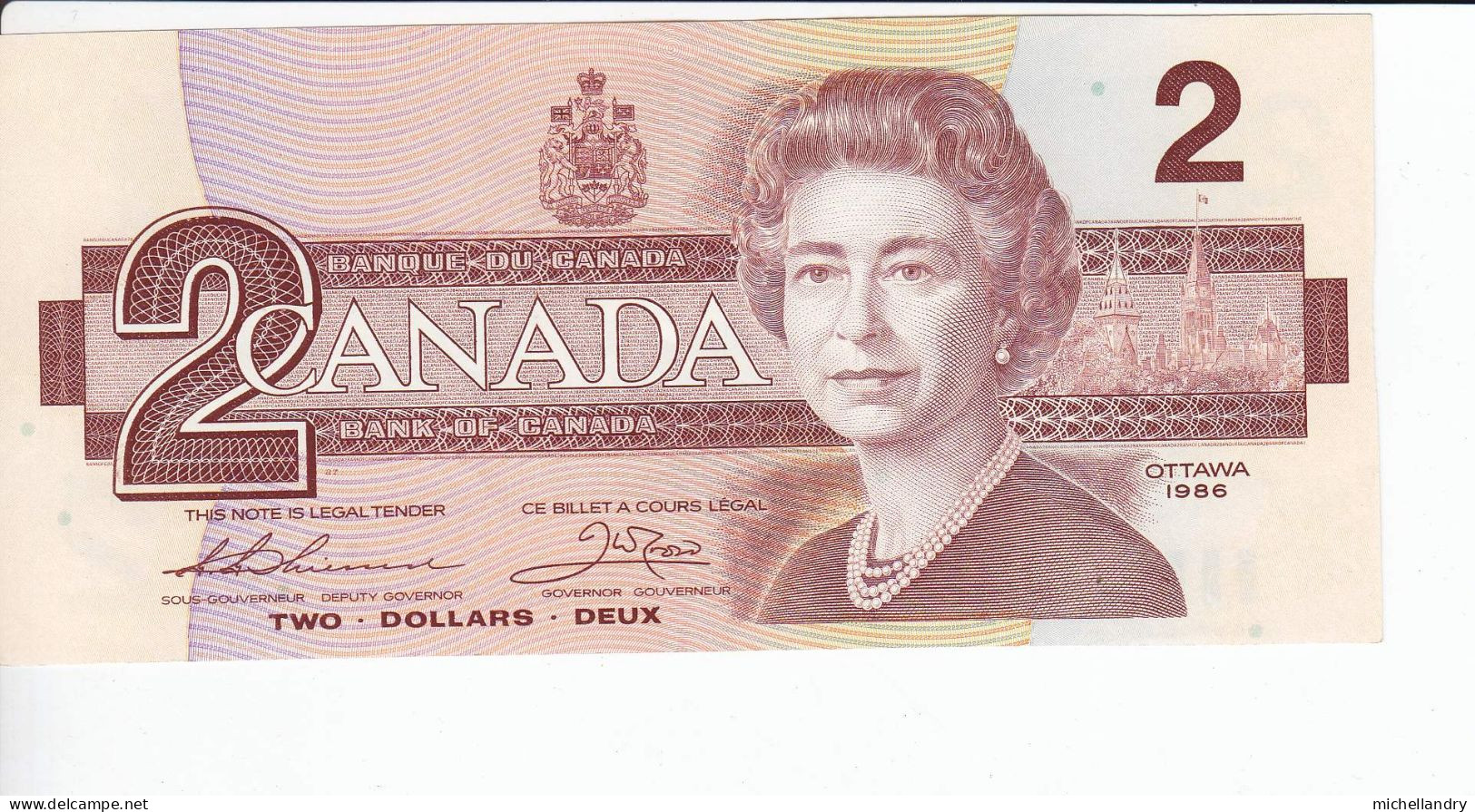 Monnaie (123256) Banque Du Canada 1986 Deux Dollars Série EGD3091500 Thiessen/Crow - Canada