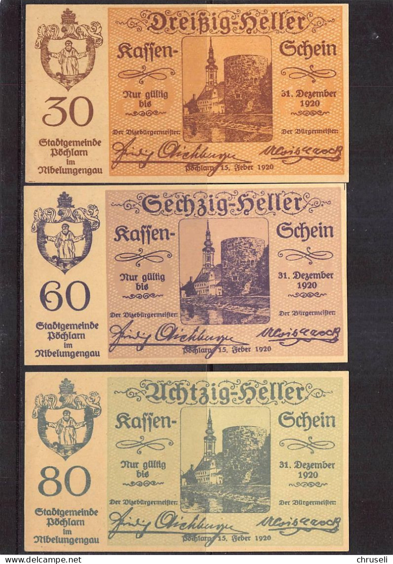 Pöchlarn  Notgeld  Lot Serie A 3 Noten - Autriche