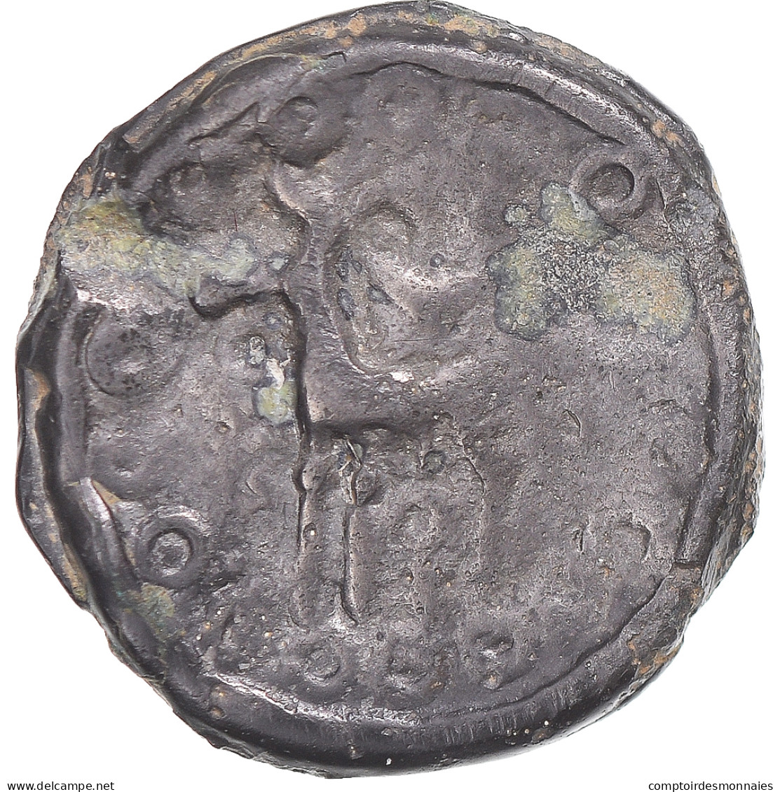 Monnaie, Suessions, Potin Au Rameau Cheval A Gauche, 60-50 BC, TB, Potin - Celtic