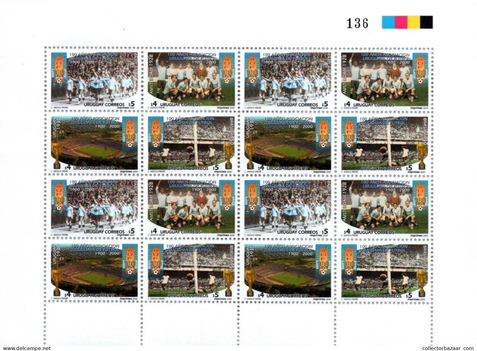 1930 & 1950 Soccer Football Uruguay All Triumphs MNH Stamp Sheet Sc#1871 CV + $42 - 1930 – Uruguay