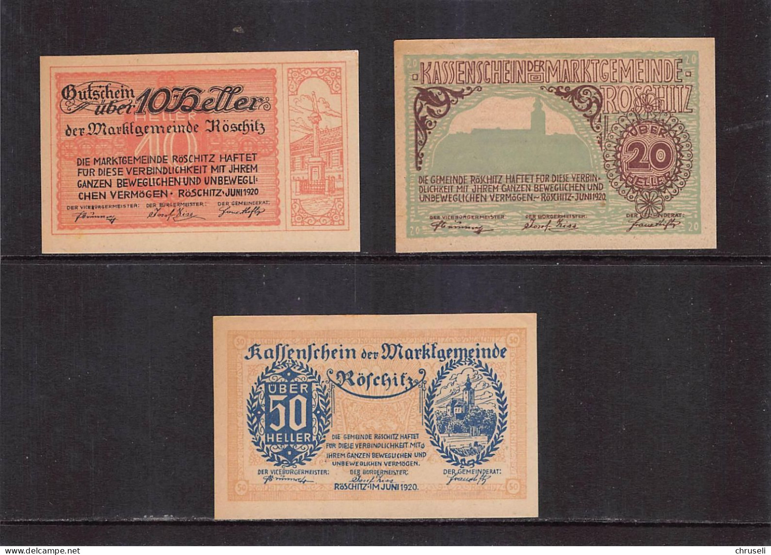 Röschitz   Notgeld  Lot Serie A 3 Noten - Autriche