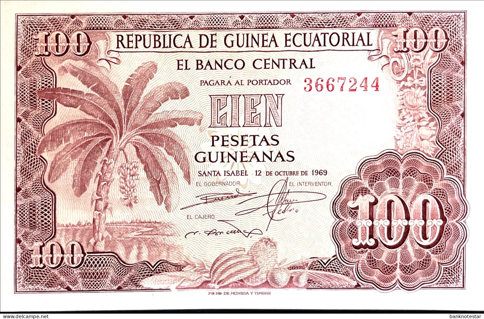 Equatorial Guinea 100 Pesetas Guineas, P-1 (12.10.1966) - UNC - Aequatorial-Guinea