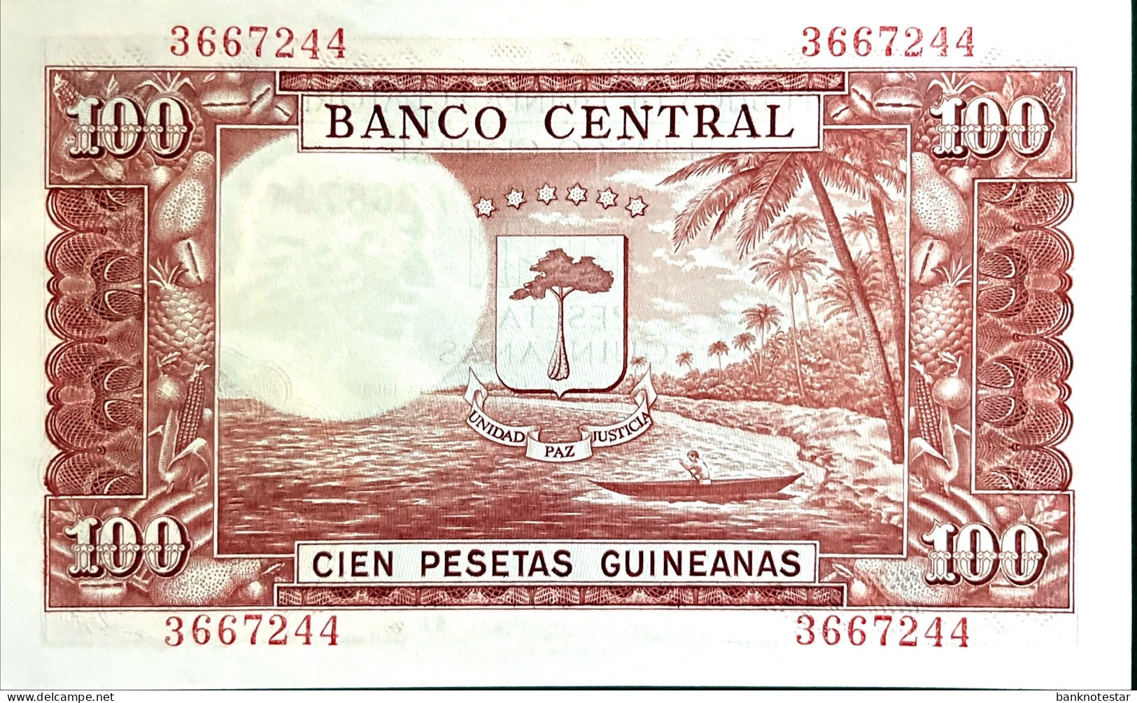 Equatorial Guinea 100 Pesetas Guineas, P-1 (12.10.1966) - UNC - Guinea Equatoriale