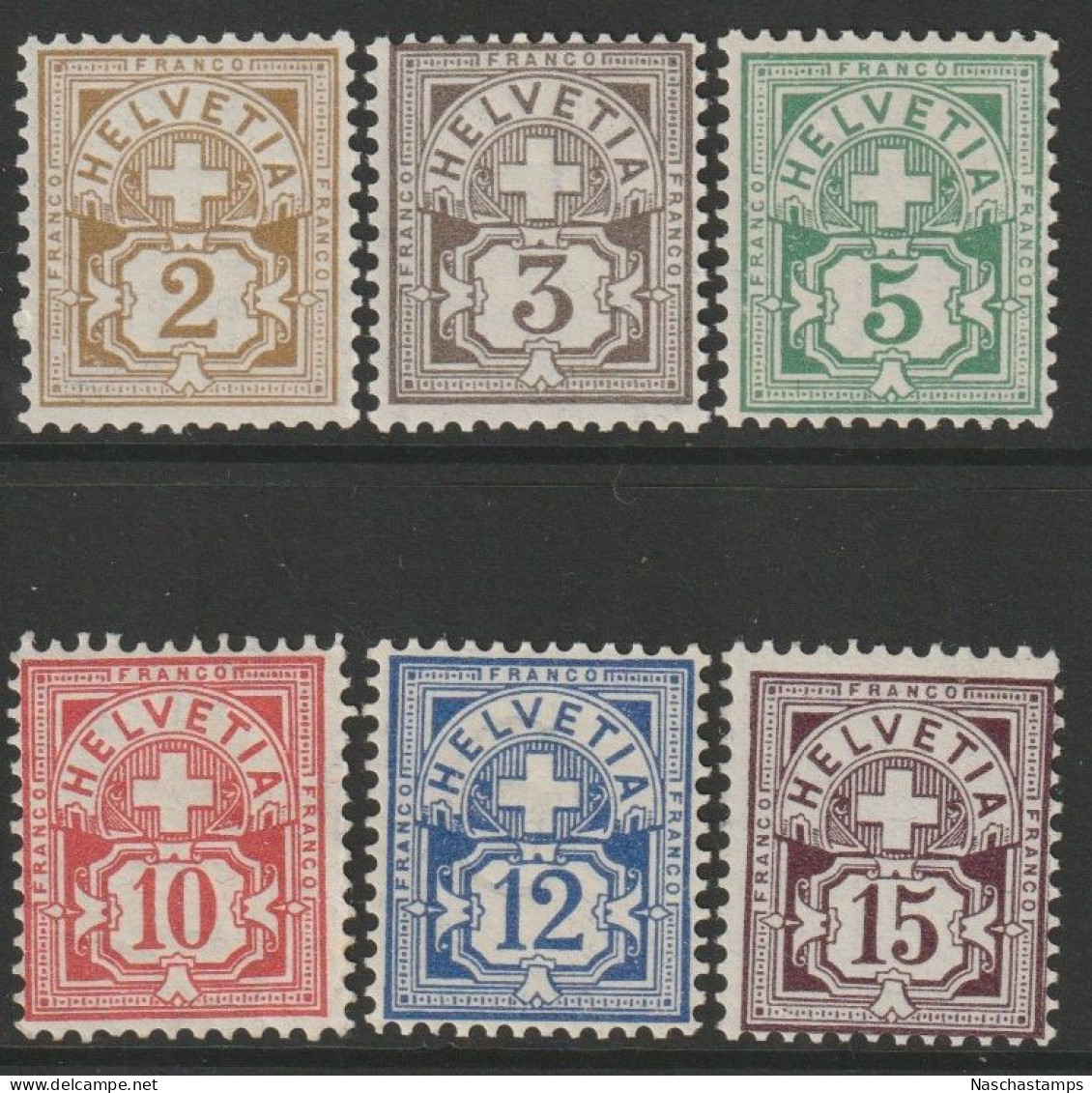 Switzerland 1906 Cross & Shield Set Of 6 Unmounted Mint Stamps - Unused Stamps