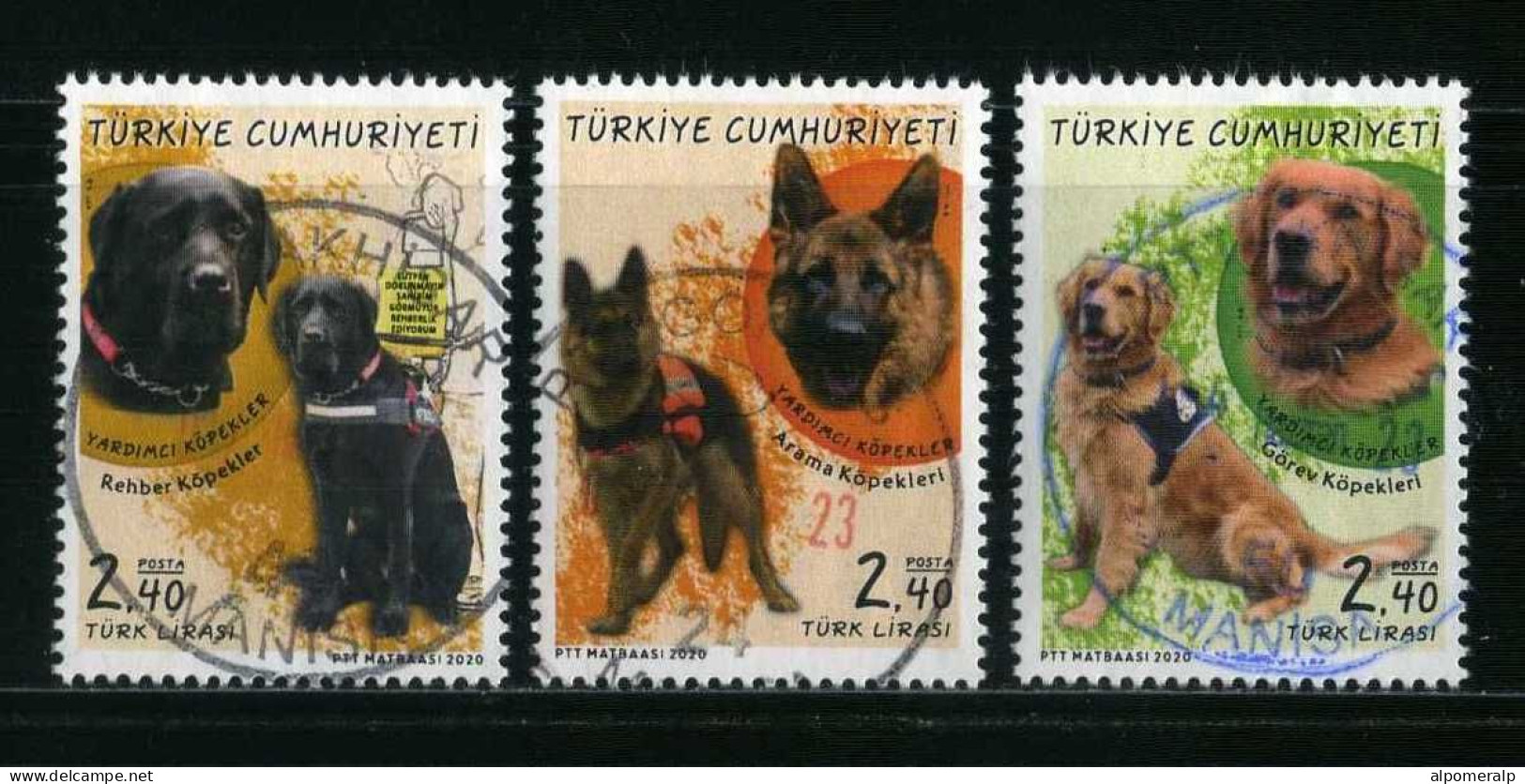 Türkiye 2020 Mi 4565-4567 Service Dogs, German Shepherd, Golden Retriever, Assistance Dog - Gebruikt