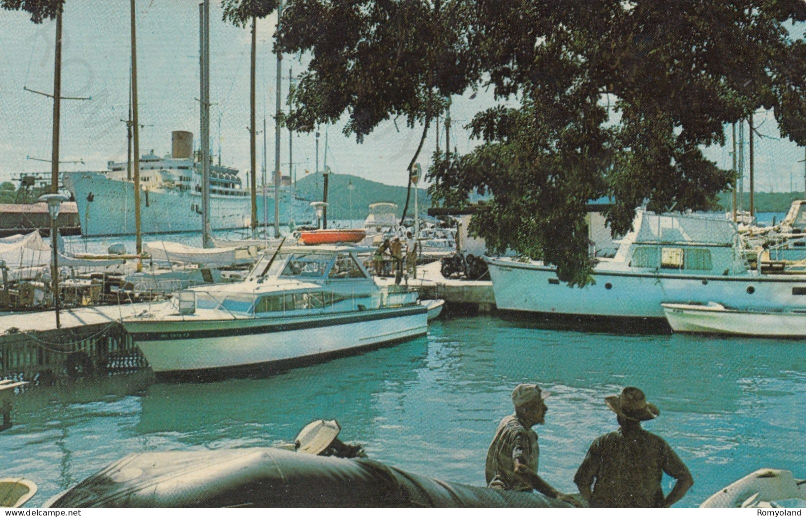 CARTOLINA  ST.THOMAS,ANTILLE,ISOLE VERGINE AMERICANE-YACHT HAVEN AND WEST INDIA COMPANY DOCKS-VIAGGIATA 1972 - Isole Vergini Americane