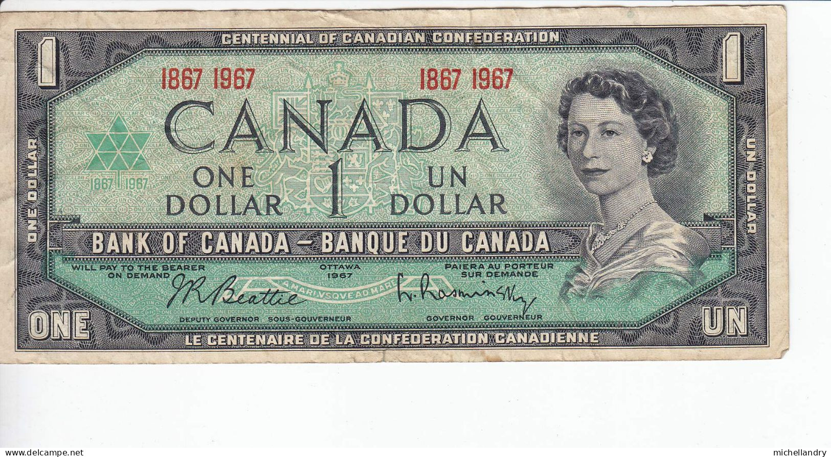 Monnaie (123257) Banque Du Canada 1954 Un Dollar Centenial Confederation Sans Série 1867 1967 Beattie/Raminsky - Kanada