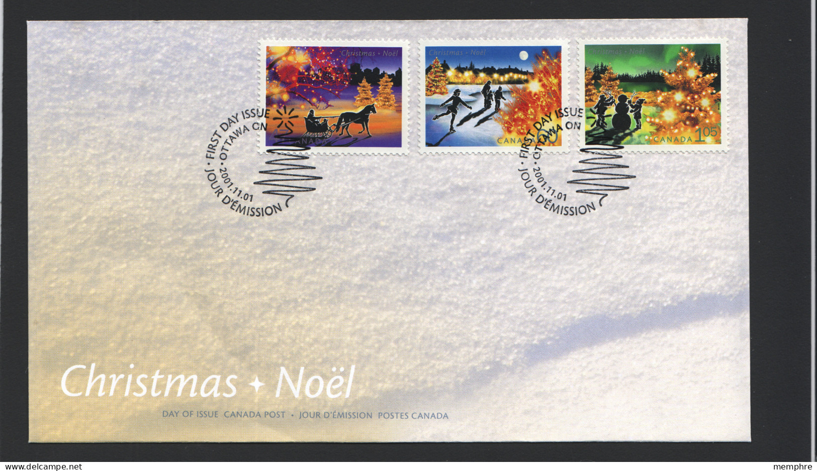 2001  Christmas Lights - Set Of 3 On 1 FDC Sc 1922-4 - 2001-2010