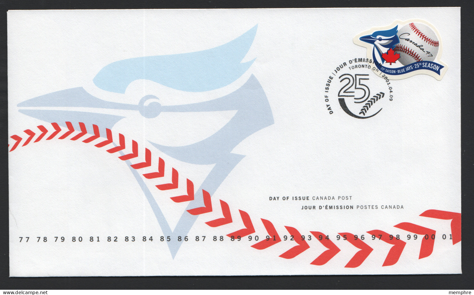 2001  Toronto Blue Jays Baseball Team Single From Booklet  Sc 1901 - 2001-2010