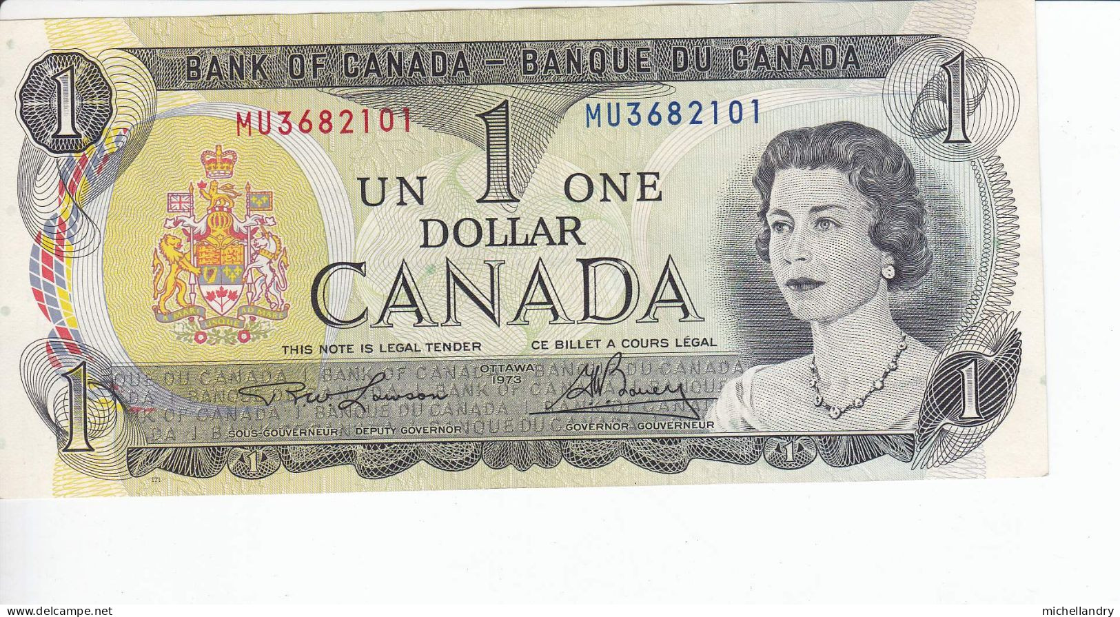 Monnaie (123258) Banque Du Canada 1973 Un Dollar Série MU3682101 Lawson/Bouey - Kanada