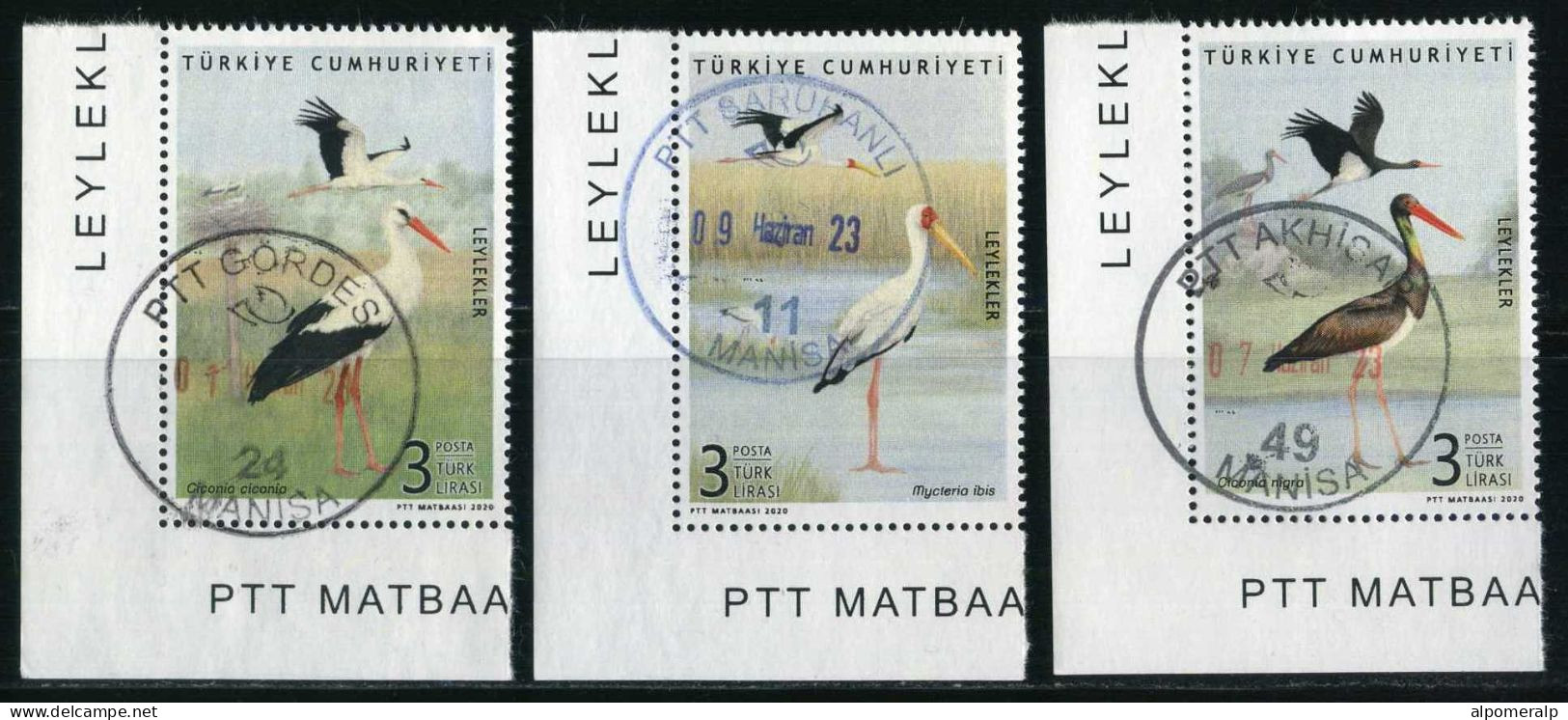 Türkiye 2020 Mi 4597-4599 Storks: White Stork, Yellow-Billed Stork, Black Stork, Birds, Animals (Fauna) - Used Stamps