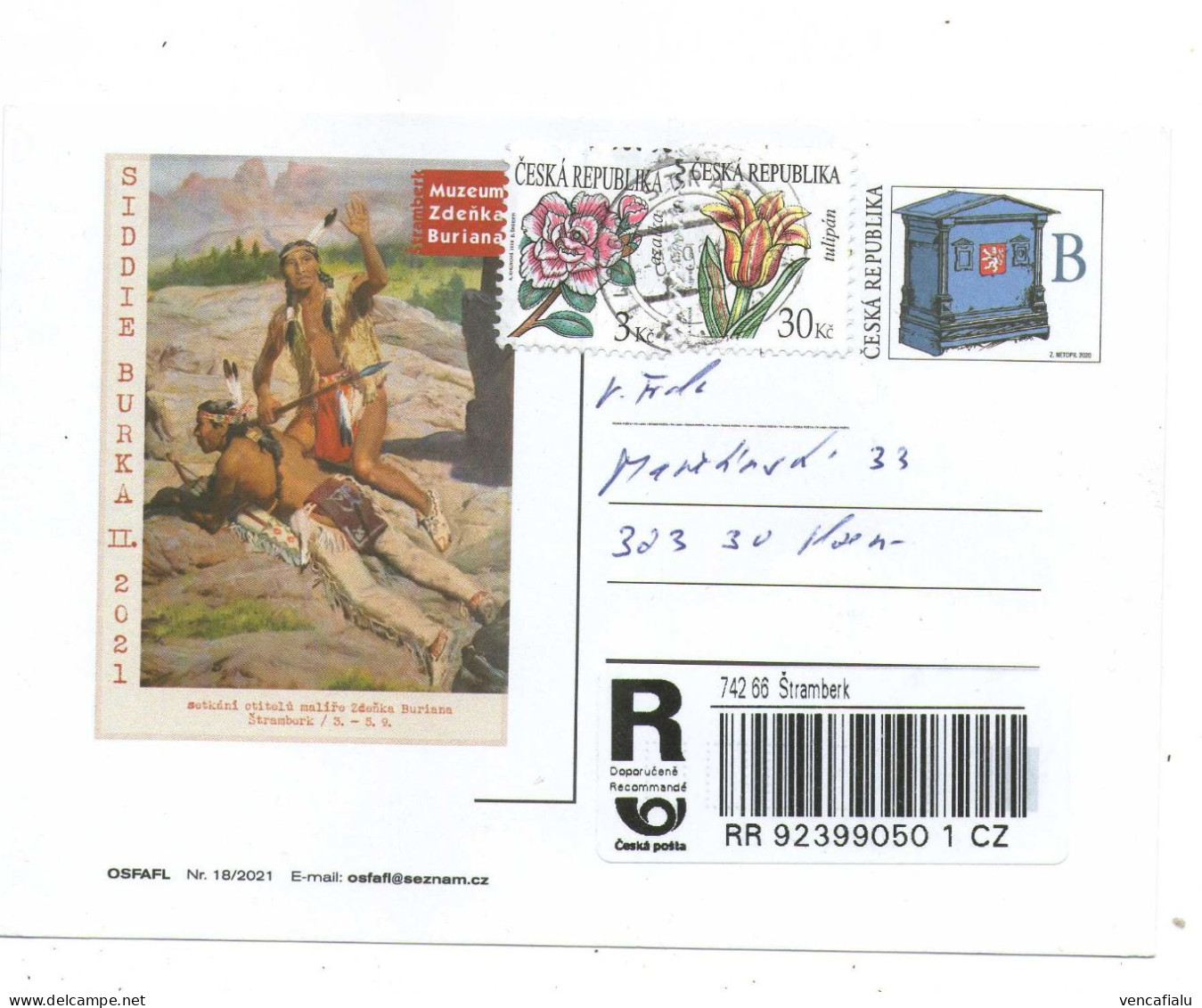 Czech Republic 2021 - Painting By Zdenek Burian,special Postal Stationery, Postage Used, With Caschet Od Muzeum - American Indians