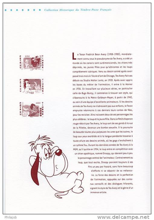 " FDT 2008 DROOPY " Sur Document Philatélique Officiel De 2008 (4 Pages) N° YT 4146 à 4148. DPO - Comics