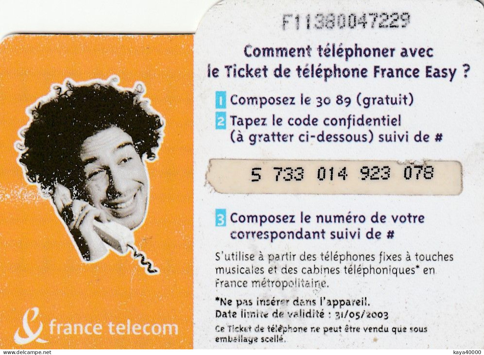 Carte Téléphone  ##  Ticket France Esy  ##  ( FRANCE ) Gift Card, Carta Regalo, Cadeaukaart - FT Tickets