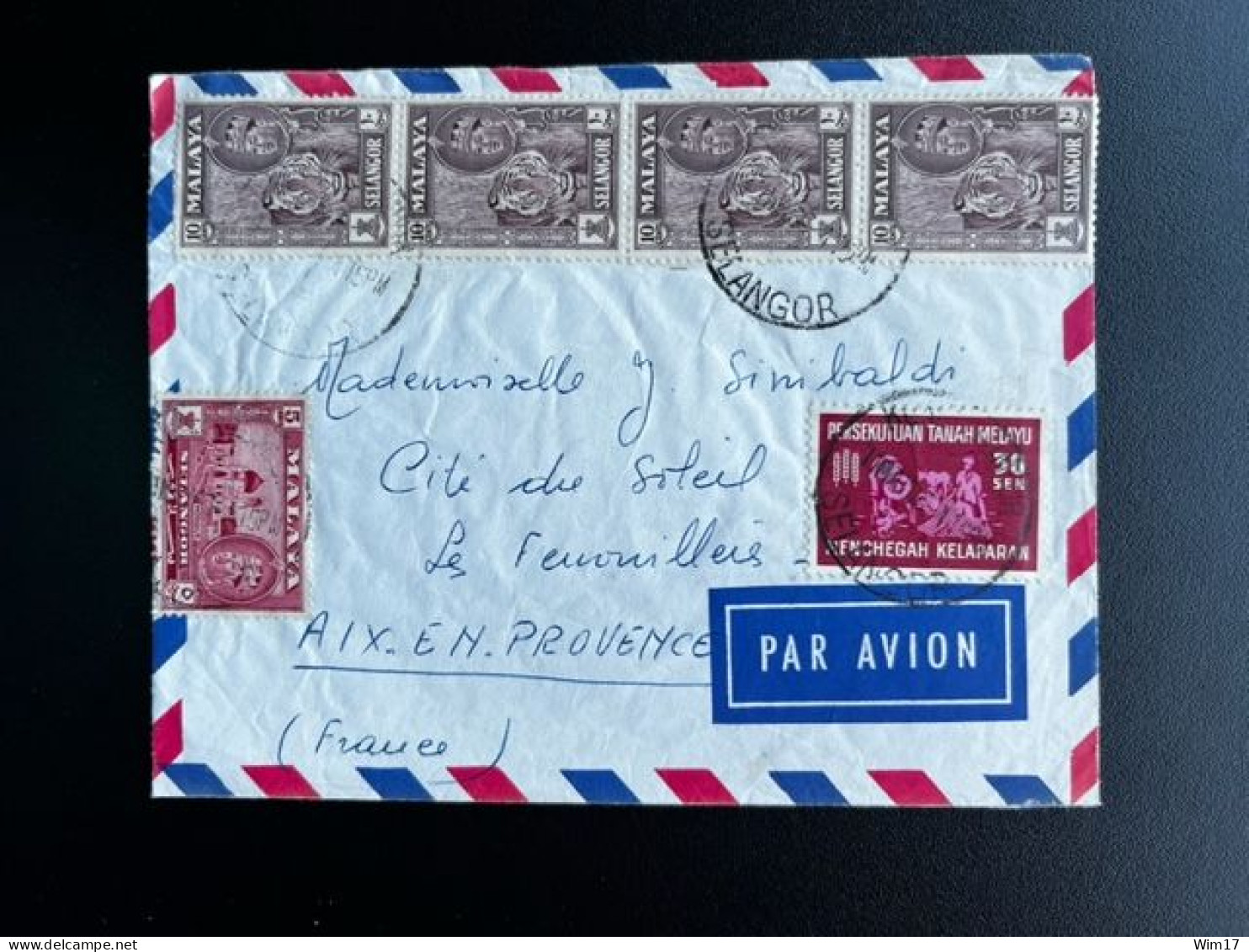 MALAYA SELANGOR 1963 AIR MAIL LETTER KUALA LUMPUR TO AIX-EN-PROVENCE 11-05-1963 - Selangor