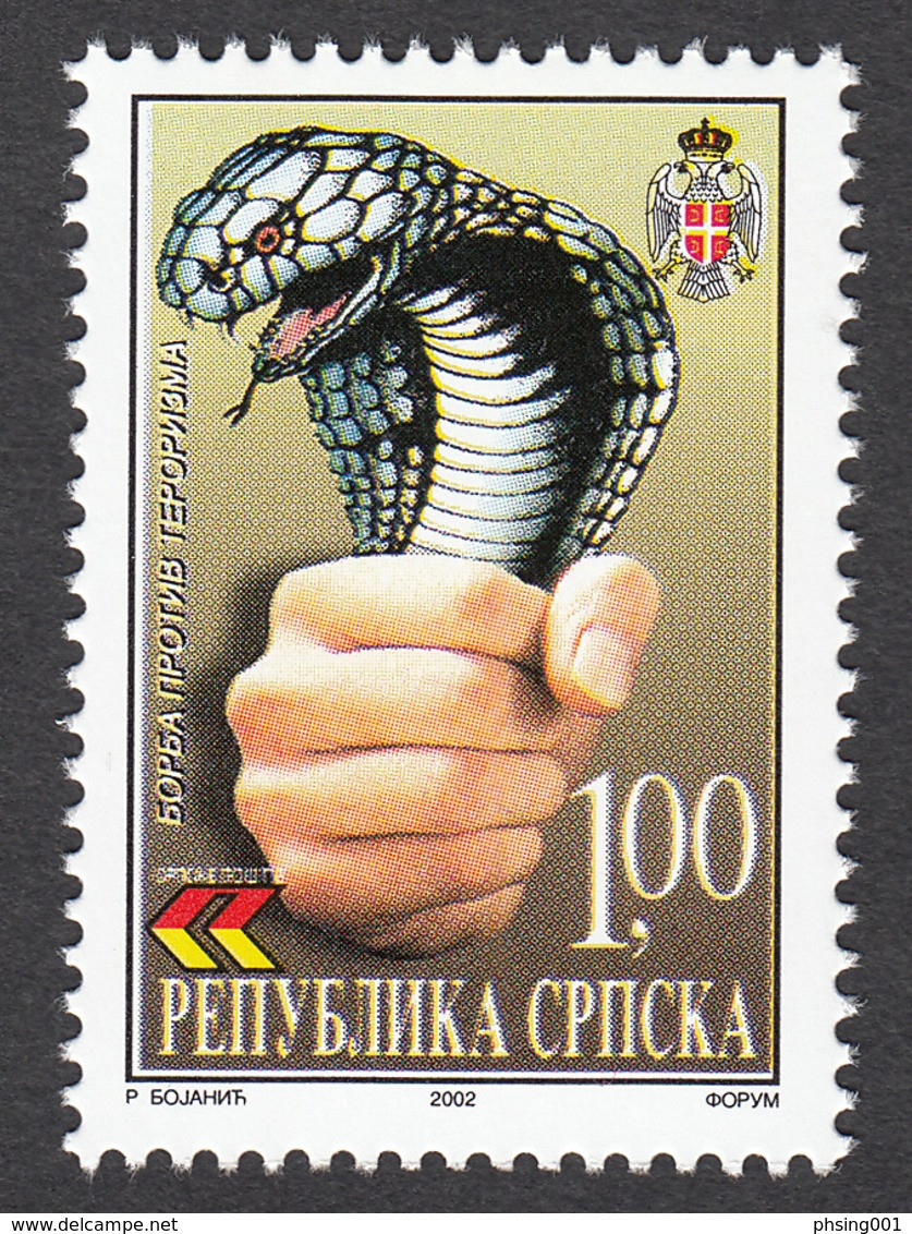 Bosnia Serbia 2002 Cobra Snakes Reptiles Fauna Antiterrorism, MNH - Serpents