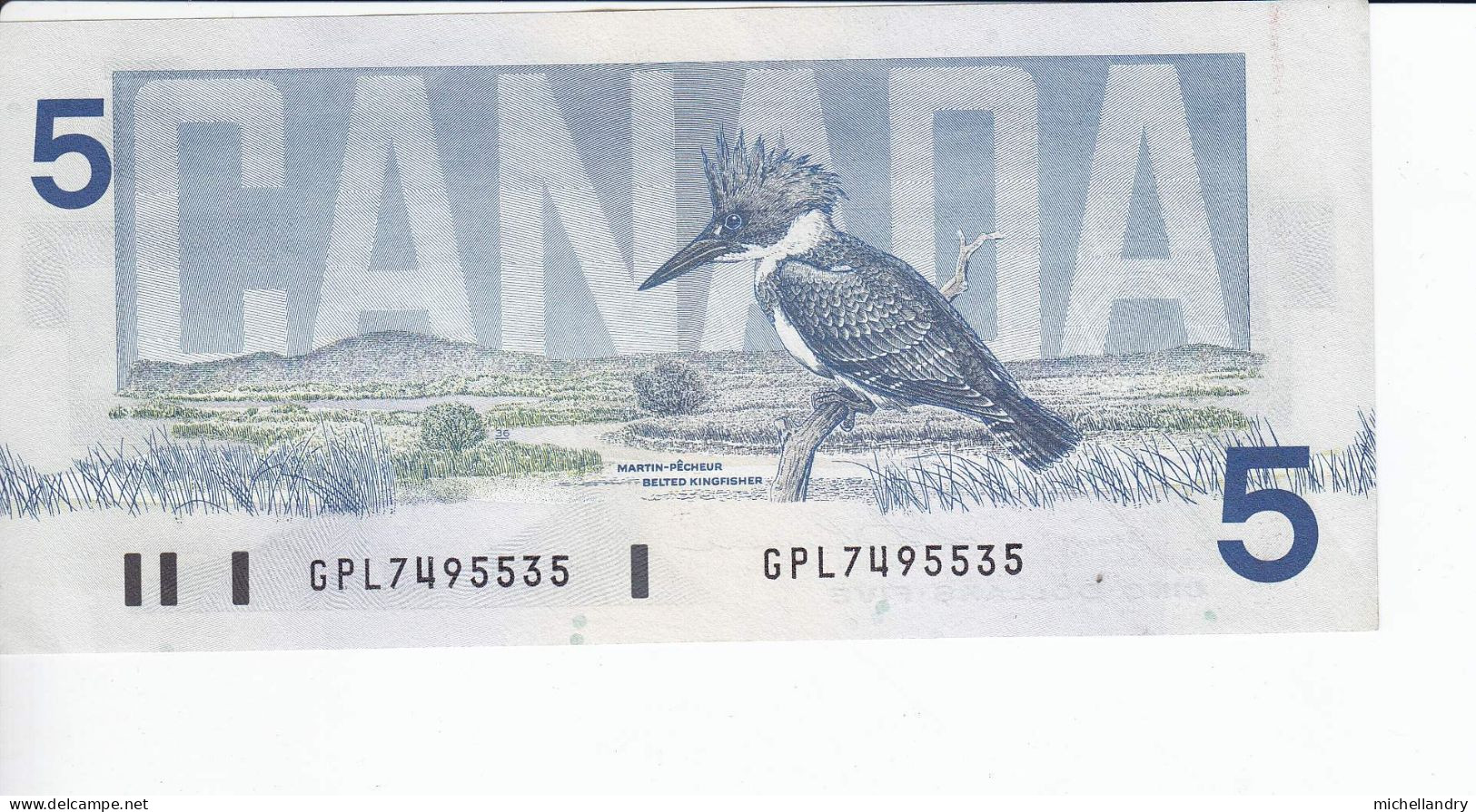 Monnaie (123260) Banque Du Canada 1986 Cinq Dollars Série GPL7495535 Bonin/Thiessen - Canada