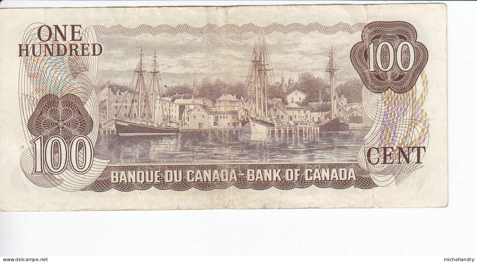 Monnaie (123263) Banque Du Canada 1975 Cent Dollars Série AJJ5980729 Crow/Bouey - Kanada