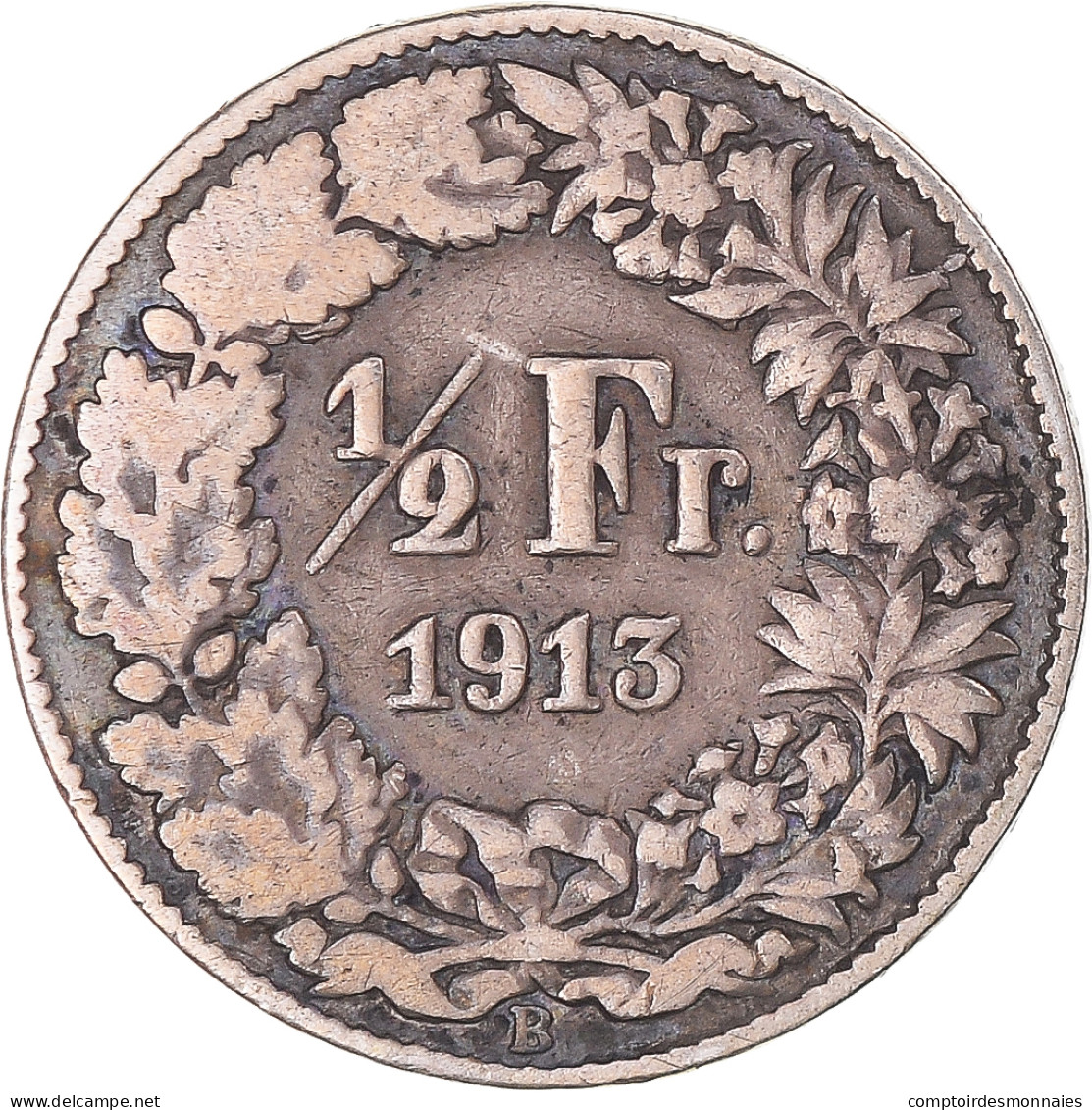 Monnaie, Suisse, 1/2 Franc, 1913, Bern, TB+, Argent, KM:23 - Autres & Non Classés