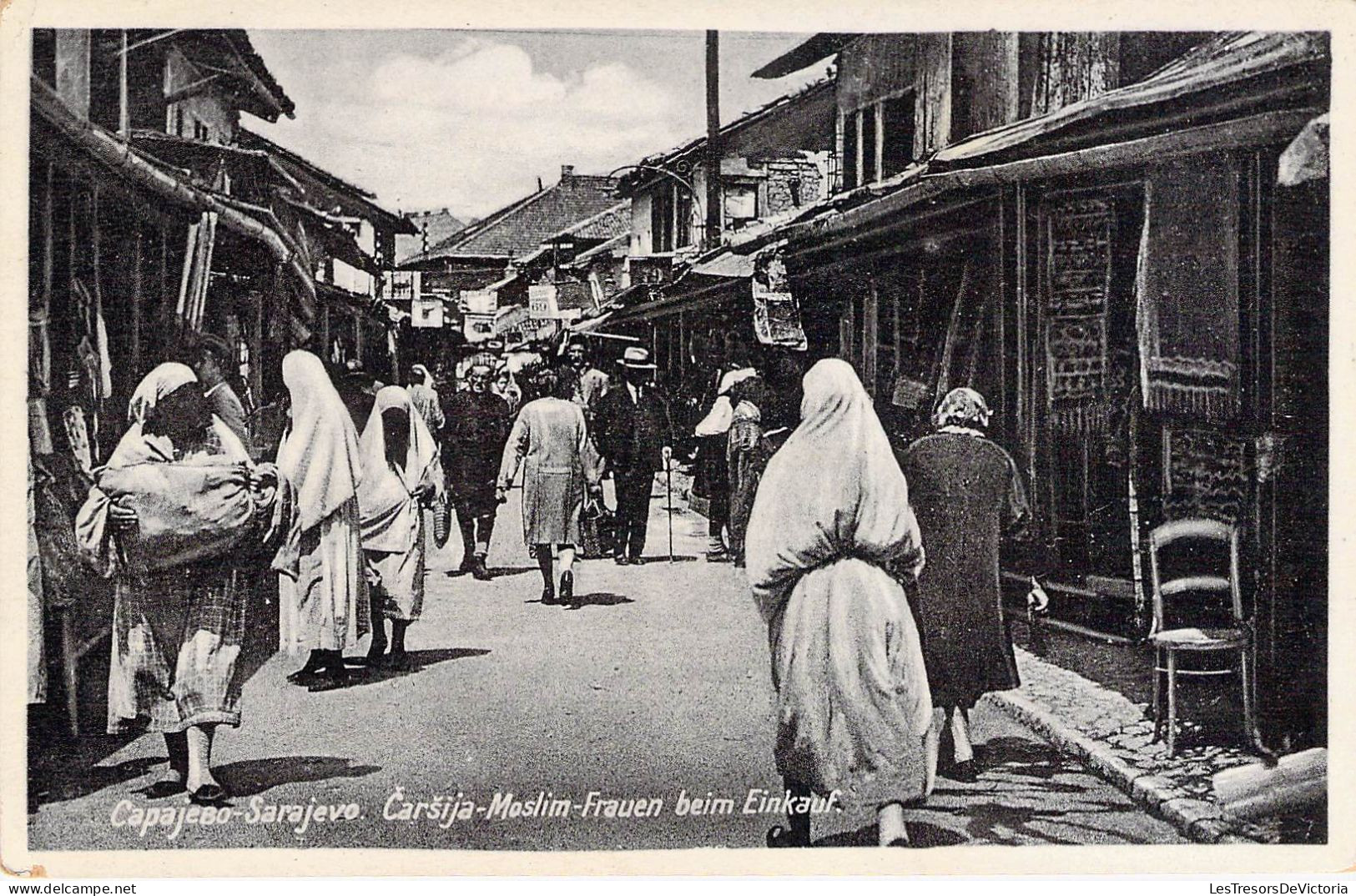 Bosnie Herzégovine - Capajebo - Sarajevo - Carsija Moslim Frauen Bein Einkauf - Animé - Carte Postale Ancienne - Bosnie-Herzegovine