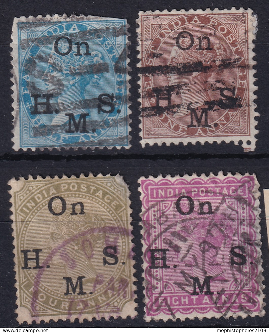 INDIA 1874-82 - Canceled - Sc# O22, O23, O25, O26 - Service! - 1858-79 Kolonie Van De Kroon