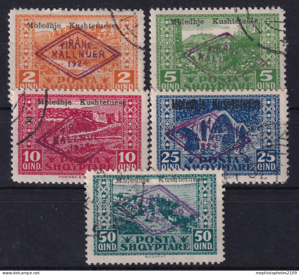 ALBANIA 1924 - Canceled - Sc# 158-162 - Albanien