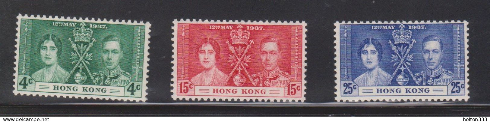 HONG KONG Scott # 151-3 MH - King George VI Coronation Set - Unused Stamps
