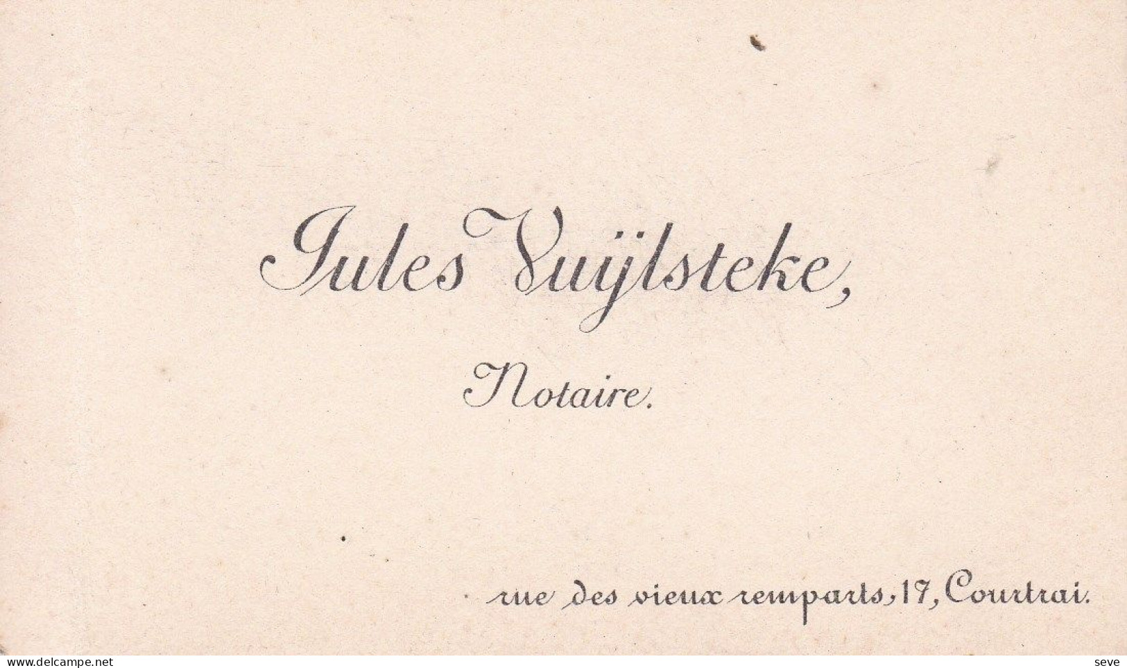 COURTRAI Jules VUYLSTEKE Notaris Notaire Carte De Visite Fin 19e Siècle - Cartes De Visite